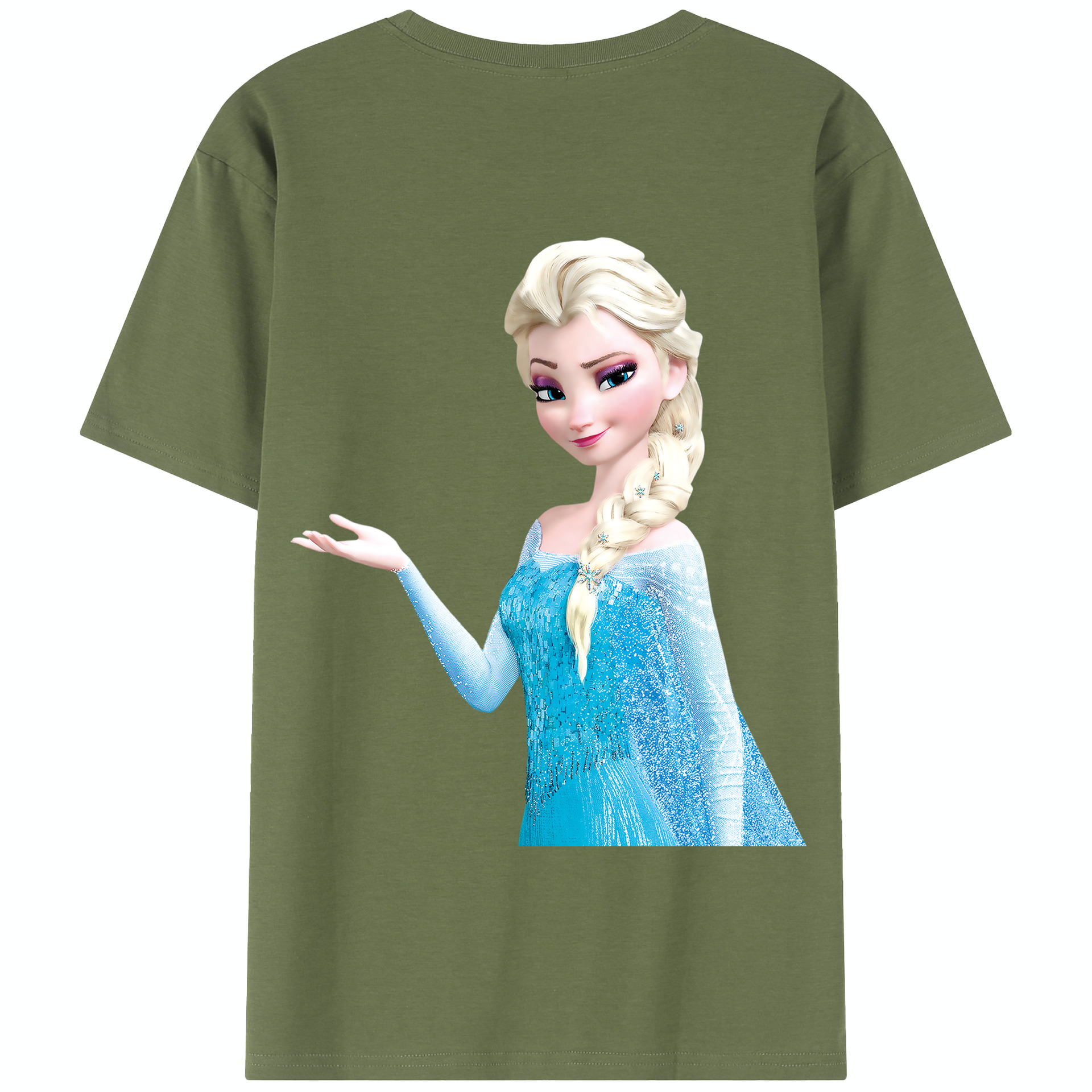 （画像用） アナと雪の女王 アンナ エルサ Frozen Anna Elsa 綿100％半袖Tシャツ（背面プリント）
